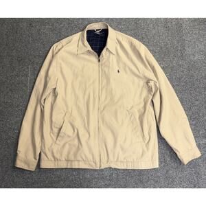 Polo Ralph Lauren Mens XL Tall Beige Bi Swing Windbreaker Plaid Lined Jacket